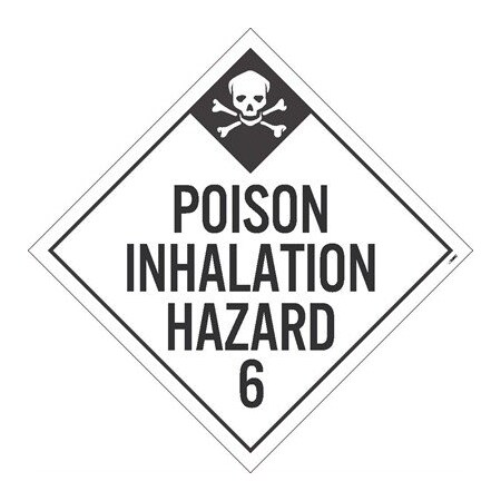 Nmc Poison Inhalation Hazard 6 Dot Placard S, Pressure Sensitive Vinyl, 10-3/4 in Width, , 50 PK DL125TB50